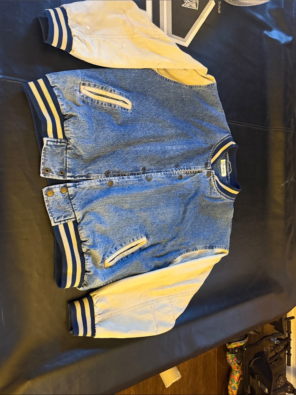 Denim & Cream Lightweight Varsity Shirt Jacket